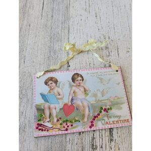Primitives Kathy Annie Valentine's postcard cherub hanging home decor